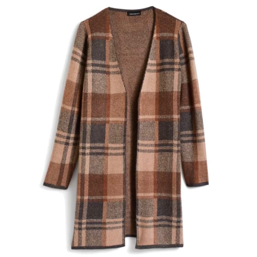 Cozy & Long Plaid Sweater Cardigan by Fortune + Ivy Size Large
